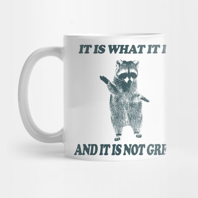 It Is What It Is And It Is Not Great - Vintage Drawing T Shirt, Raccoon Meme T Shirt, Funny Y2K Tee Shirt, Unisex Tee by Hamza Froug